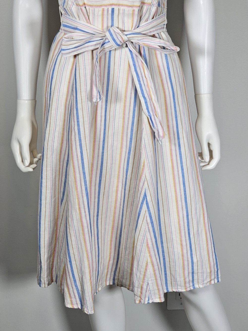 GAP NWT Sleeveless Striped Tie-Waist Midi Dress - Pastel Pink, Blue & White Sz 6 - Picture 3 of 13